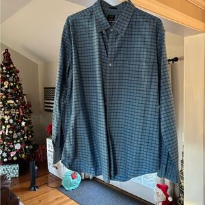 J. Crew Men's Blue Plaid Button Down Shirt classic XXL Flex Oxford